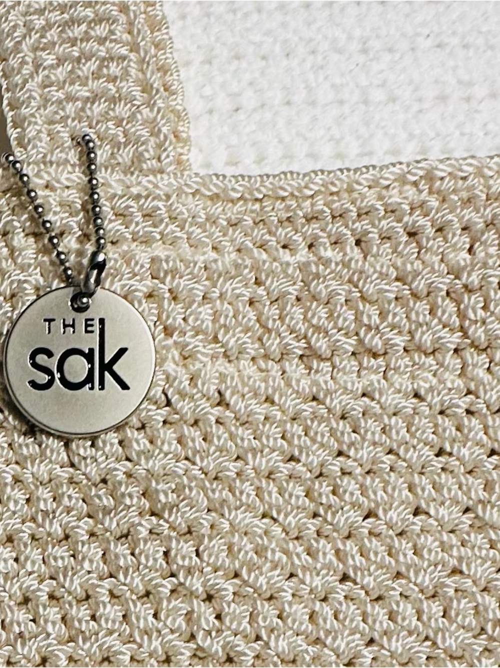 The Sak Y2K Boho Chic Cream Crochet Shoulder Tote - Picture 2 of 6